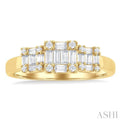 1/2 ctw Past, Present & Future Baguette and Round Cut Diamond Fusion Fashion Ring in 14K Yellow Gold