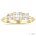 1/4 ctw Past, Present & Future Baguette and Round Cut Diamond Fusion Fashion Ring in 14K Yellow Gold