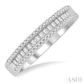 1/3 ctw Baguette and Round Cut Diamond Stackable FAshion Band in 14K White Gold