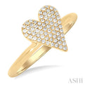 1/4 ctw Heart Shape Pave Set Round Cut Diamond Fashion Ring in 10K Yellow Gold