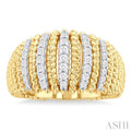 1/3 ctw Dome Shape Rope Bead Round Cut Diamond Fashion Ring in 14K Yellow Gold