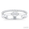 1/4 ctw Marquise shape Twin Band Baguette and Round Cut Diamond Fusion Fashion Ring in 10K White Gold