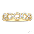 1/4 ctw Open Link Baguette And Round Cut Diamond Stackable FAshion Band in 10K Yellow Gold