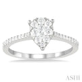 1/3 ctw Pear Shape Round Cut Diamond Fashion Ring in 14K White Gold