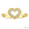 1/10 ctw Petite Heart Round Cut Diamond Stackable FAshion Ring in 10K Yellow Gold