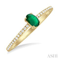 1/10 ctw Petite 5X3MM Oval Cut Emerald and Round Cut Diamond Precious Fashion Ring in 10K Yellow Gold