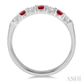 1/4 ctw Round Cut Diamond and 2.6MM Ruby Precious Wedding Band in 14K White Gold