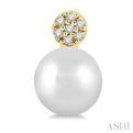 1/20 ctw Petite 5.5 MM Cultured Pearls and Round Cut Diamond Fashion Earring in 10K Yellow Gold