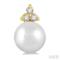 1/20 ctw Petite 5.5 MM Cultured Pearls and Round Cut Diamond Fashion Stud Earring in 10K Yellow Gold