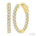 1 Ctw Inside-Out Round Cut Diamond Hoop Earrings in 14K Yellow Gold