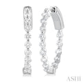 1 Ctw Inside-Out Single Prong Set Round Cut Diamond Hoop Earrings in 14K White Gold