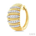 1/2 ctw Dome Shape Rope Bead Round Cut Diamond FAshion Hoop Earring in 14K Yellow Gold