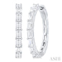 1 7/8 ctw East West Emerald Cut Diamond FAshion Hoop Earring in 14K White Gold