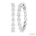 1 1/2 ctw East West Pear Shape Diamond Fashion Hoop Earring in 14K White Gold