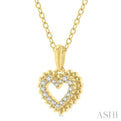 1/10 ctw Petite Heart Round Cut Diamond Fashion Pendant With Chain in 10K Yellow Gold