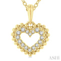 1/10 ctw Petite Heart Round Cut Diamond Fashion Pendant With Chain in 10K Yellow Gold