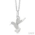 1/6 ctw Petite Hummingbird Round Cut Diamond Fashion Pendant With Chain in 10K White Gold