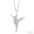 1/6 ctw Petite Hummingbird Round Cut Diamond Fashion Pendant With Chain in 10K White Gold