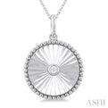 1/20 ctw Round Medallion Round Cut Diamond Pendant With Chain in Sterling Silver