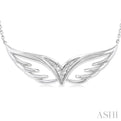 1/50 ctw Angel Wing Round Cut Diamond FAshion Pendant With Chain in Sterling Silver