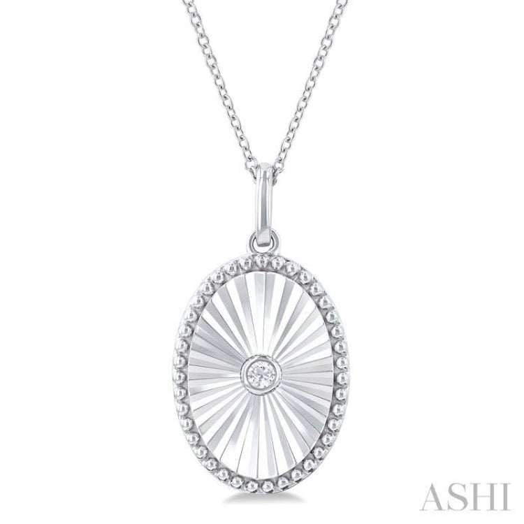 1/20 ctw Oval Medallion Round Cut Diamond Pendant With Chain in Sterling Silver