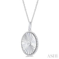 1/20 ctw Oval Medallion Round Cut Diamond Pendant With Chain in Sterling Silver