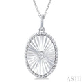 1/20 ctw Oval Medallion Round Cut Diamond Pendant With Chain in Sterling Silver