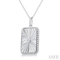 1/20 ctw Rectangle Medallion Round Cut Diamond Pendant With Chain in Sterling Silver