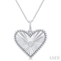 1/20 ctw Heart Medallion Round Cut Diamond Pendant With Chain in Sterling Silver