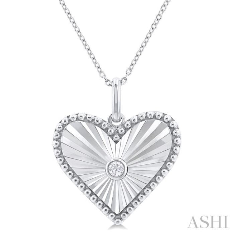 1/20 ctw Heart Medallion Round Cut Diamond Pendant With Chain in Sterling Silver