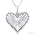 1/20 ctw Heart Medallion Round Cut Diamond Pendant With Chain in Sterling Silver