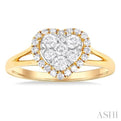 1/2 ctw Heart Shape Lovebright Round Cut Diamond Engagement Ring in 14K Yellow & White gold