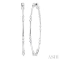 1 ctw Front and Inner Back Round Cut Diamond Hoop Earrings in 14K White Gold