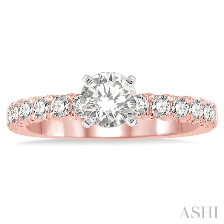 1/2 Ctw Round Cut Diamond Semi-Mount Engagement Ring in 14K Rose And White Gold