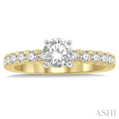 1/2 Ctw Round Cut Diamond Semi-Mount Engagement Ring in 14K Yellow And White Gold