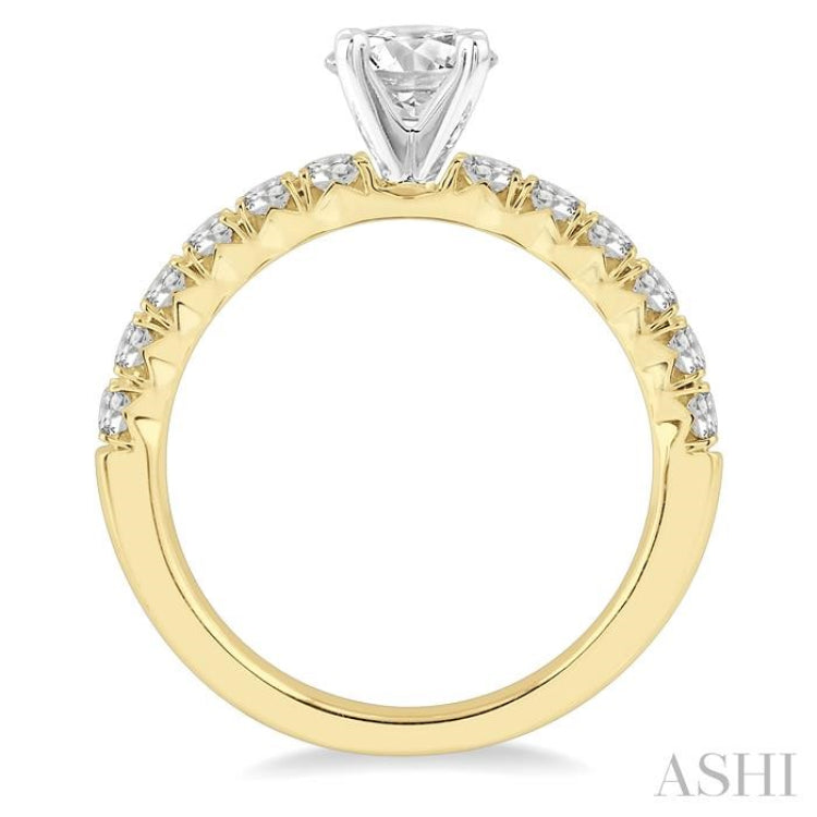 1/2 Ctw Round Cut Diamond Semi-Mount Engagement Ring in 14K Yellow And White Gold