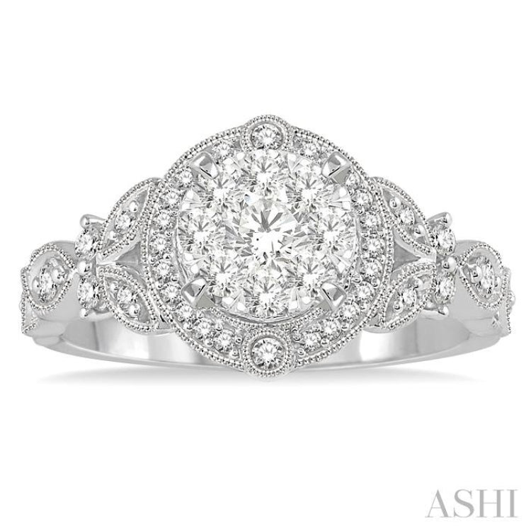 5/8 Ctw Diamond Lovebright Engagement Ring in 14K White Gold