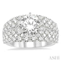 2 1/2 Ctw Diamond Semi-mount Engagement Ring in 14K White Gold