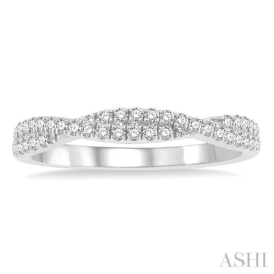 1/4 ctw Twisted Round Cut Diamond Wedding Band in 14K White Gold