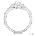 1 Ctw Triple Row Past, Present & Future Round Cut Diamond Wedding Band in 14K White Gold