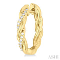 1/10 ctw Entwined Front Round Cut Diamond FAshion Hoop Earring in 10K Yellow Gold