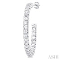 1 Ctw French Pave Set Round Cut Diamond FAshion Half Hoop Earring in 14K White Gold