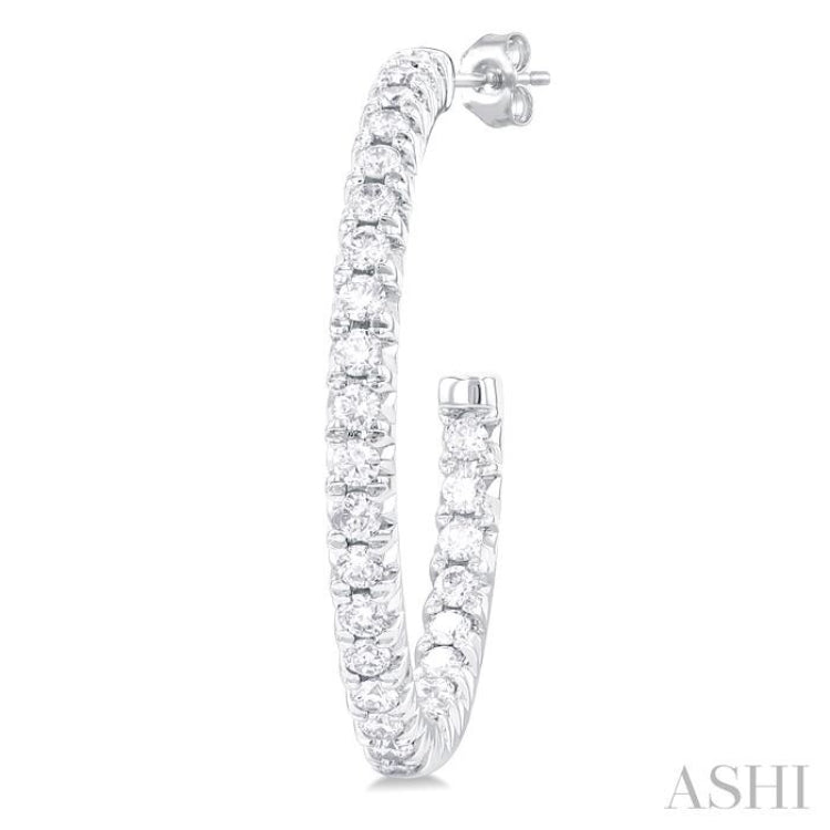 3/4 Ctw French Pave Set Round Cut Diamond FAshion Half Hoop Earring in 14K White Gold