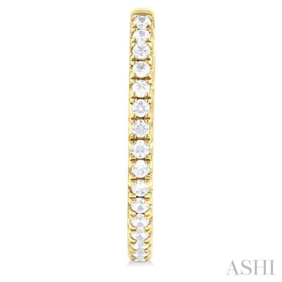 3/4 Ctw French Pave Set Round Cut Diamond FAshion Half Hoop Earring in 14K Yellow Gold