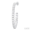 1/2 ctw French Pave Set Round Cut Diamond FAshion Half Hoop Earring in 14K White Gold