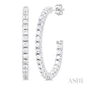 1/3 Ctw French Pave Set Round Cut Diamond FAshion Half Hoop Earring in 14K White Gold