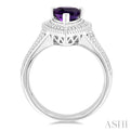 1/20 ctw Pear Cut 9X6MM Amethyst and Round Cut Diamond Semi Precious Ring in Silver