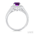 1/20 ctw Oval Cut 8X6 MM Amethyst and Round Cut Diamond Semi Precious Ring in Sterling Silver