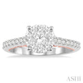 3/4 Ctw Round Diamond Lovebright Vintage Solitaire Style Engagement Ring in 14K White and Rose Gold