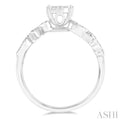 1/2 ctw Marquise and Circular Mount Carved Lovebright Round Cut Diamond Engagement Ring in 14K White Gold